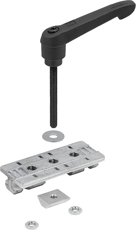 Profile sliders with clamping lever